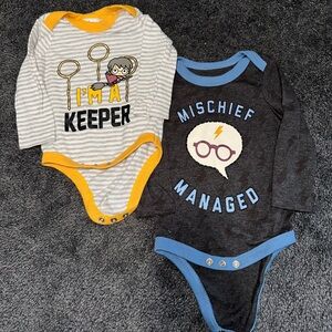 Harry Potter Striped Graphic Print Onesie Set of 2